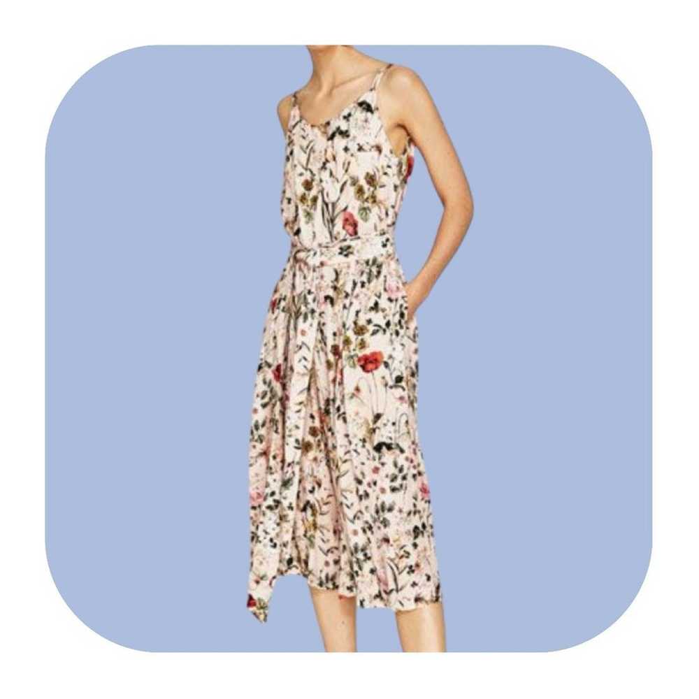 ZARA M floral belted cropped wide leg jumpsuit - image 1