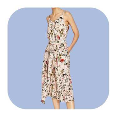 ZARA M floral belted cropped wide leg jumpsuit - image 1