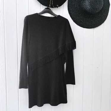 Fringe Shawl Knit Mini Dress - image 1