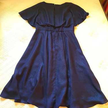 Navy satin knee-length dress