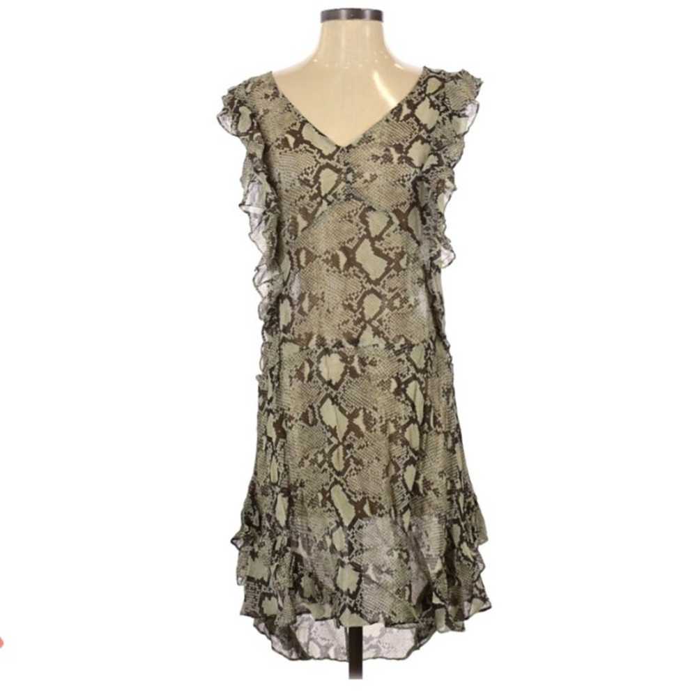 Pam & Gela Beige & Black Snake Print Ruffled Mini… - image 1