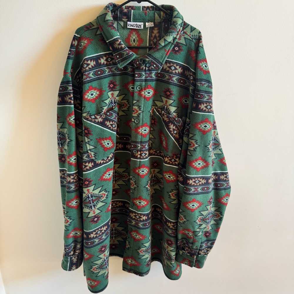 King Size Fleece Shacket Jacket Men's 6XL Aztec S… - image 3