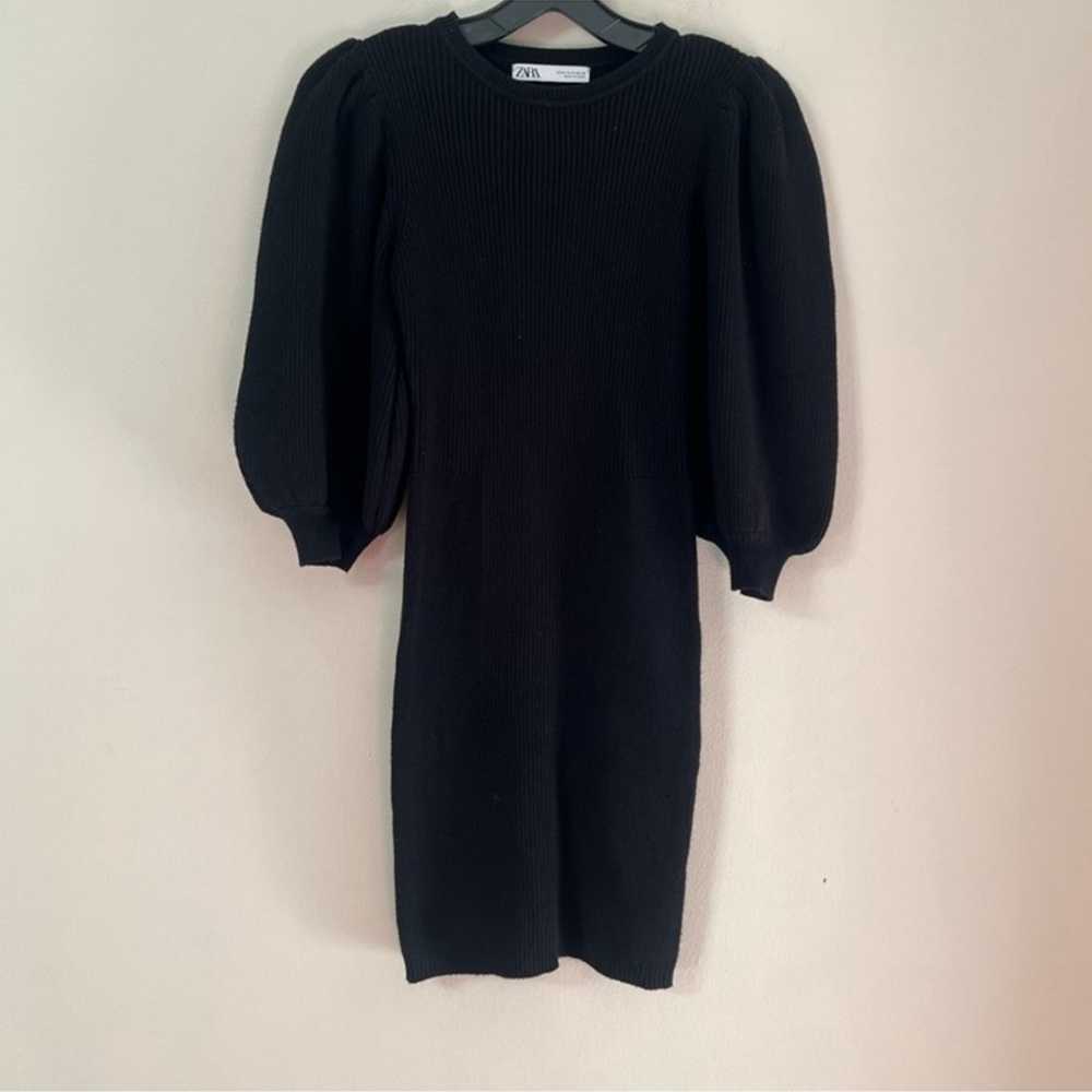 Zara woman’s black puff sleeve knit sweater mini … - image 3