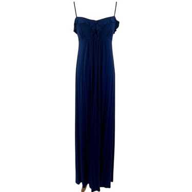 Boutique Navy Blue Ruffle Hem Maxi Dress