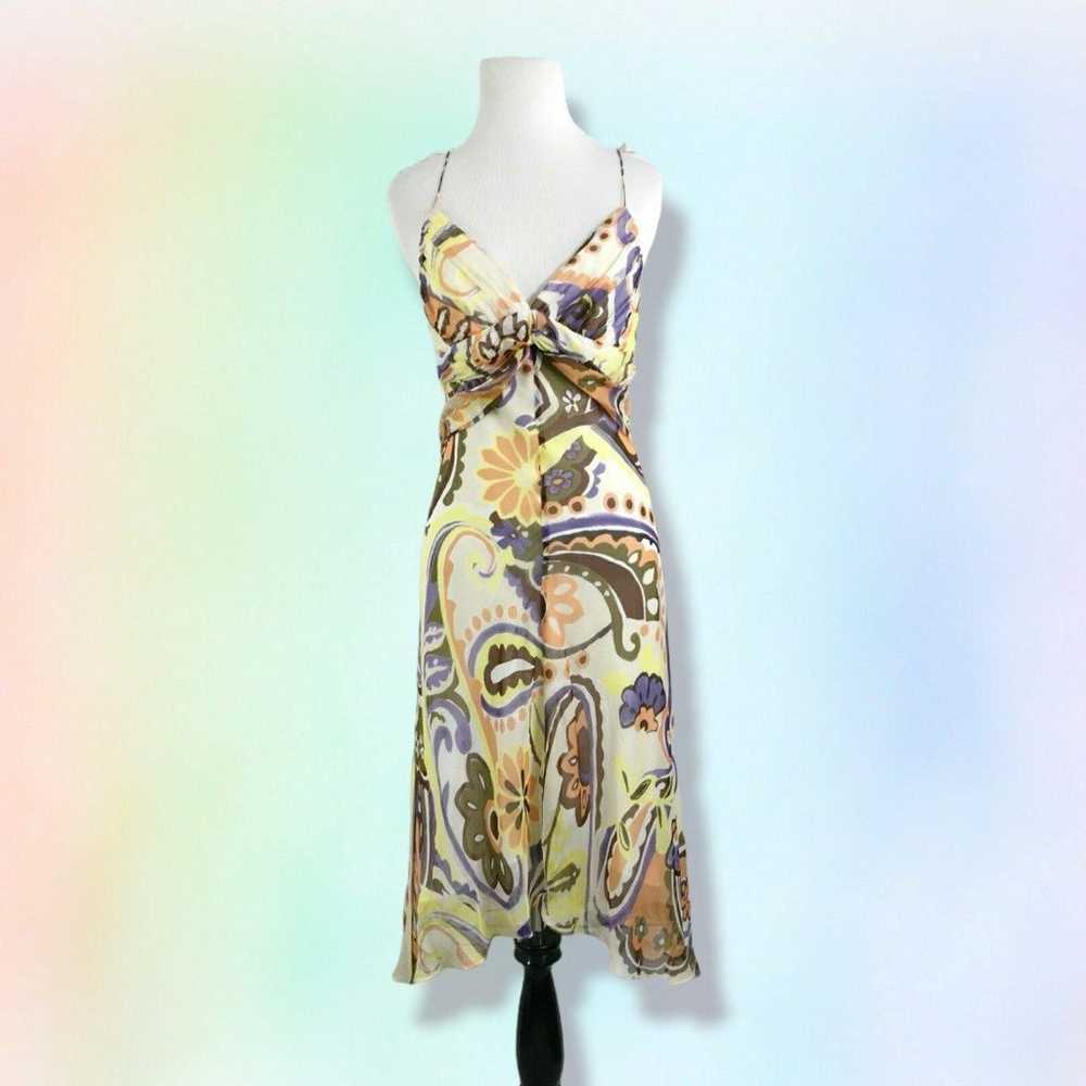 Milly NY 6 Dress Floral Silk Spaghetti Straps V N… - image 1