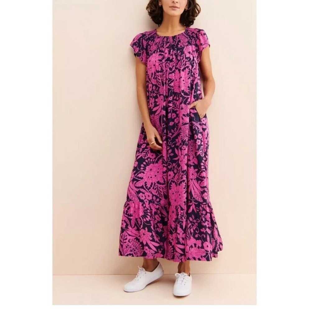 Anthropologie Arielle Sleep Maxi Dress Pink Navy … - image 4