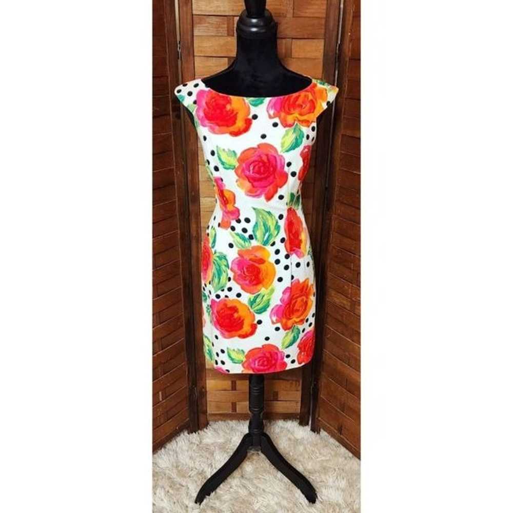 Geary Roark Vintage 6P Sleeveless Floral Rose Pol… - image 1