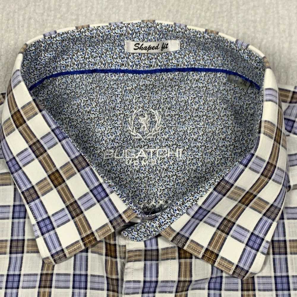 Bugatchi Mens XXL Blue Brown Check Button Up Long… - image 3