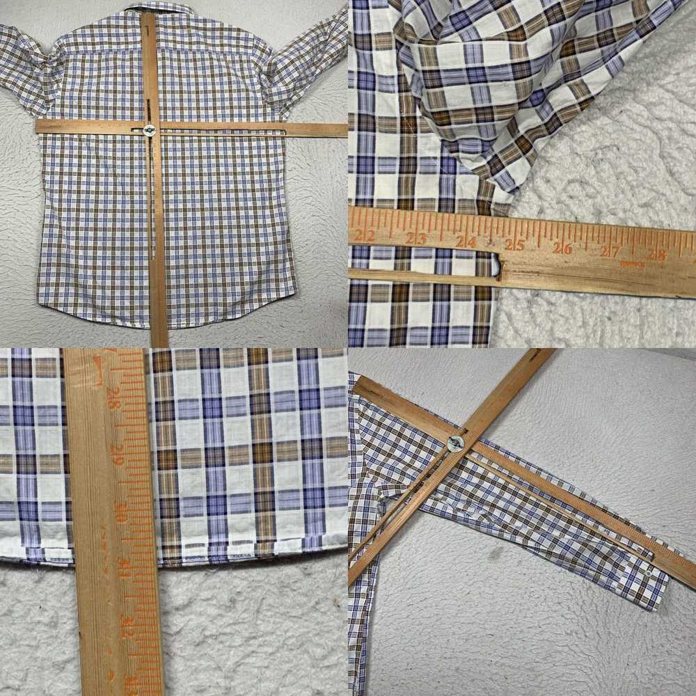 Bugatchi Mens XXL Blue Brown Check Button Up Long… - image 8