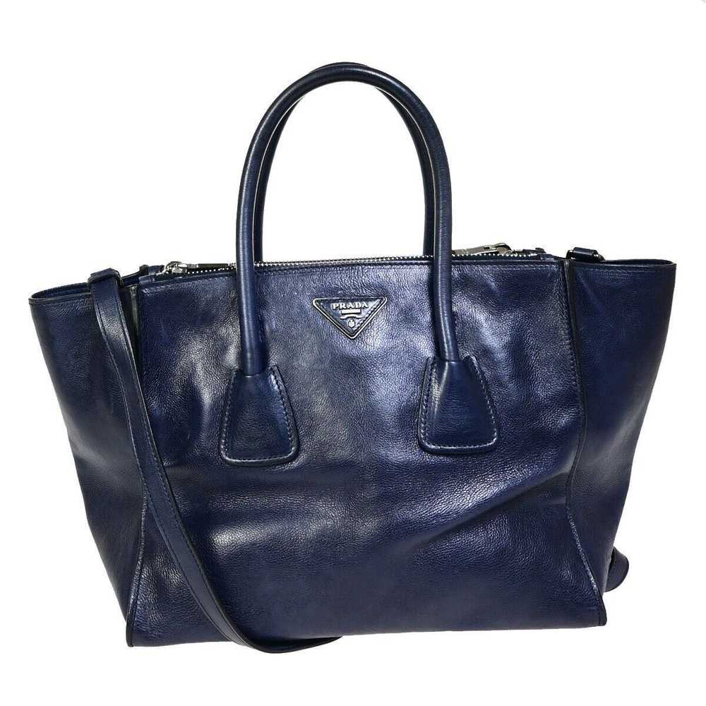 Prada Twin Pocket Navy Leather Handbag (Pre-Owned) - image 1