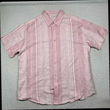 Cubavera Mens XL Pink Striped Linen Cotton Button… - image 1