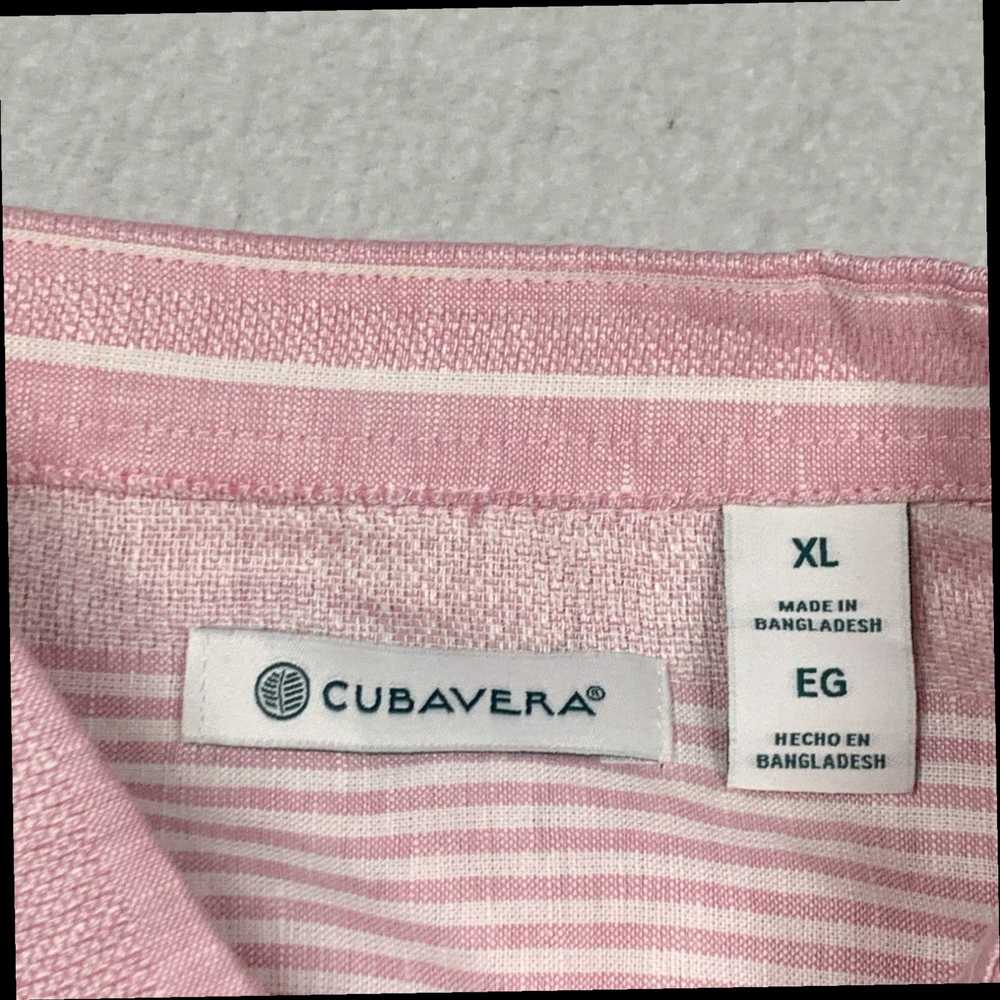 Cubavera Mens XL Pink Striped Linen Cotton Button… - image 3