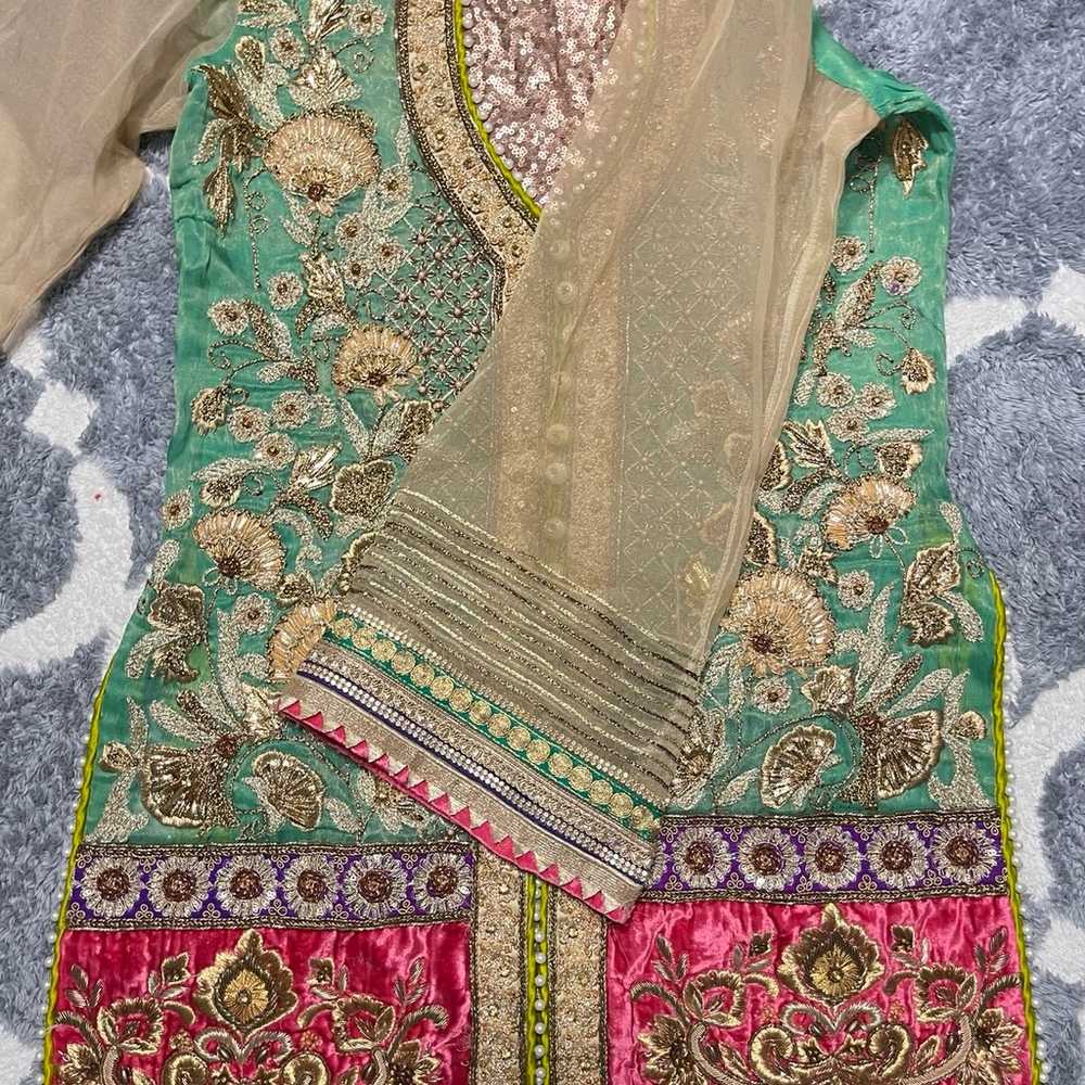 Pakistani 3 Piece Suit Sharara Lengha - image 2