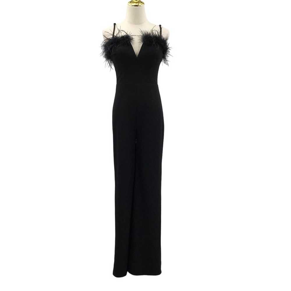 LULU'S SZ S Black Glamorous Personality Feather V… - image 3