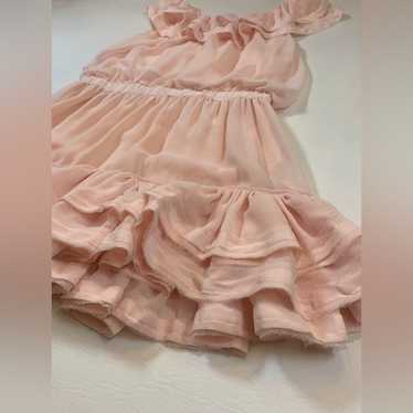 Janet Paris pink ruffled mini A line dress size me