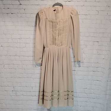 Vintage Albert Nipon nude long sleeve dress