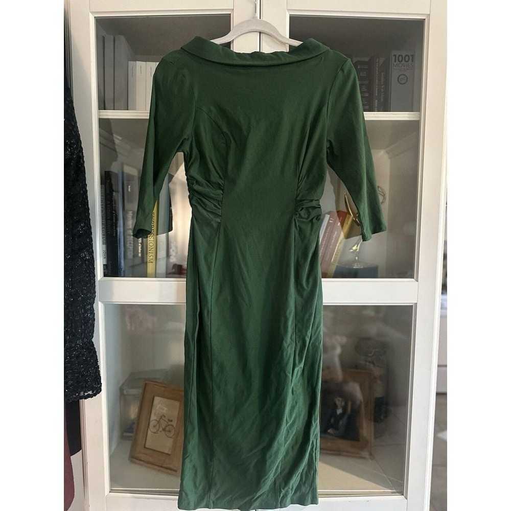 Unique Vintage Green Retro V back wiggle dress fo… - image 1