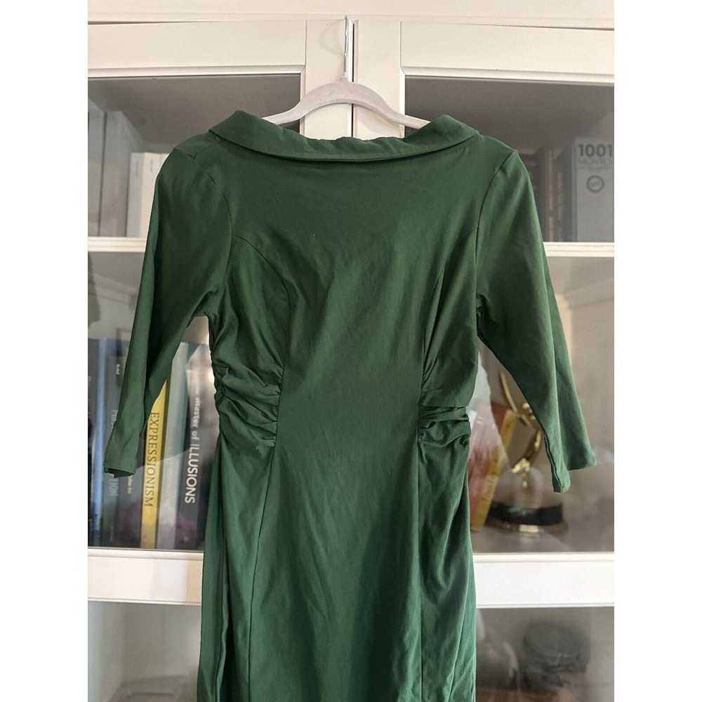 Unique Vintage Green Retro V back wiggle dress fo… - image 4