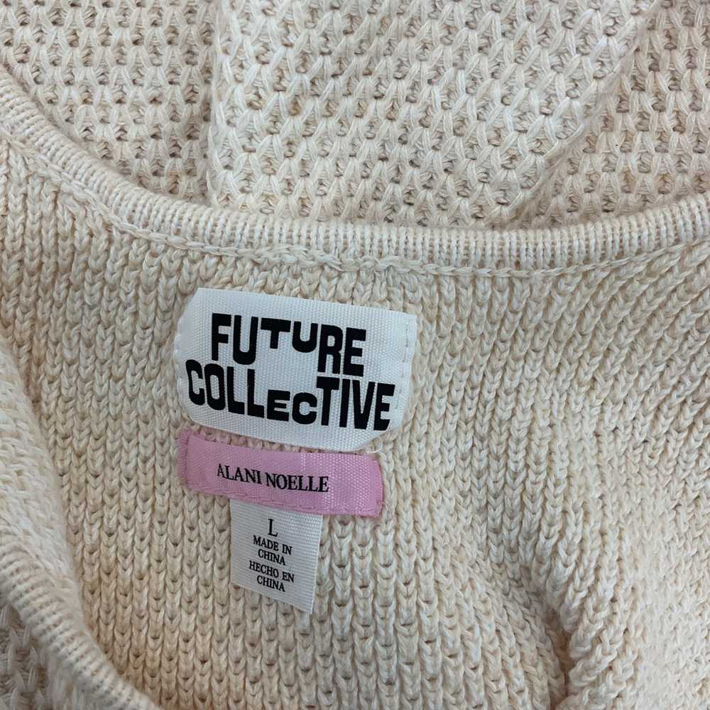 Future Collective Women's Knit Fringe Cream Long … - image 3