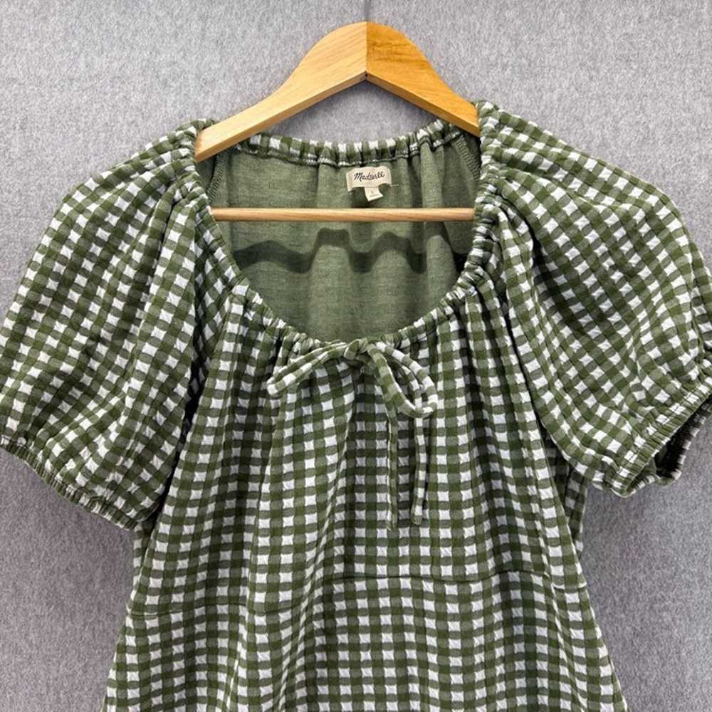 Madewell Green Gingham Check Jacquard Puff Sleeve… - image 2