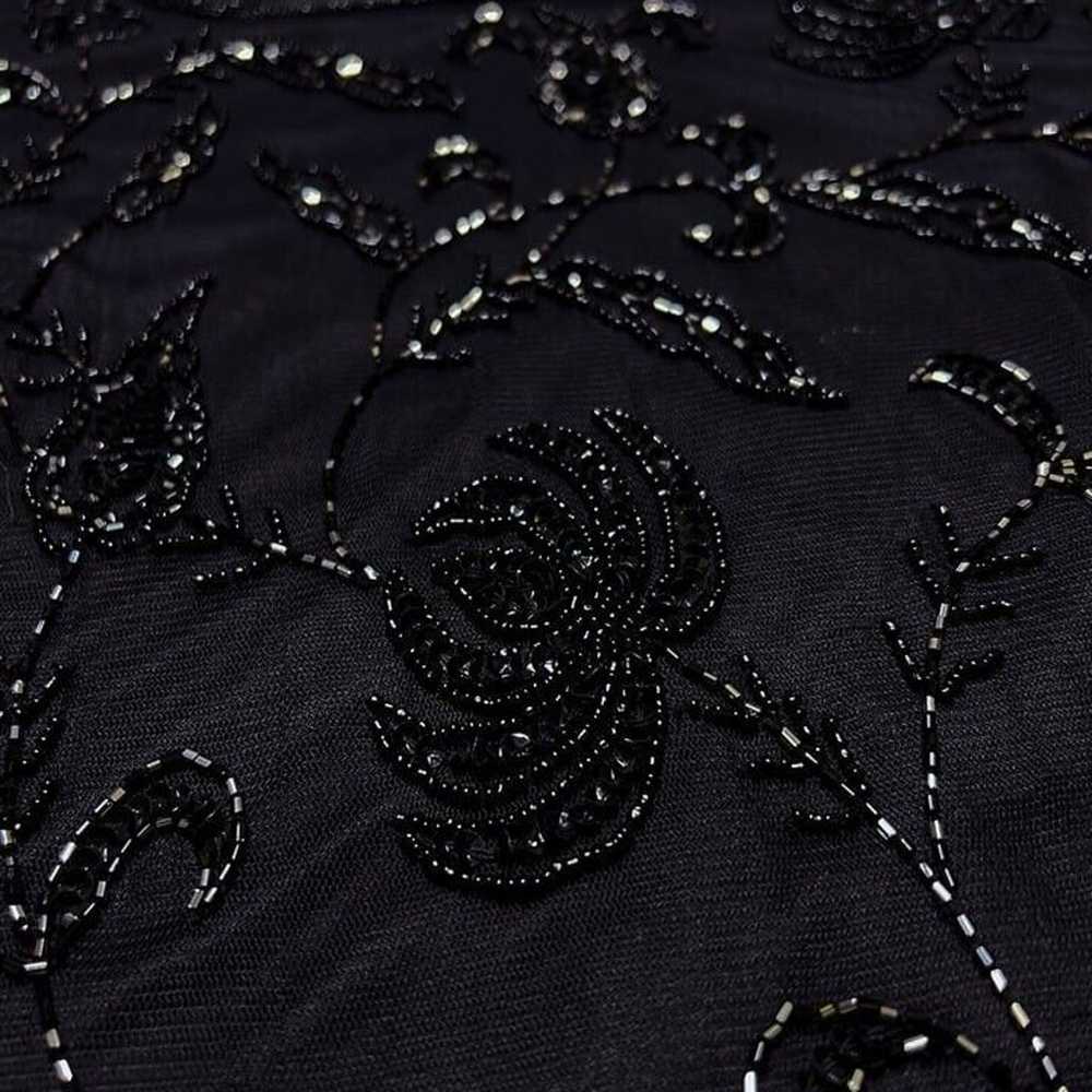 Prelude Vintage 90s Beaded Shift Dress Black Mesh… - image 4