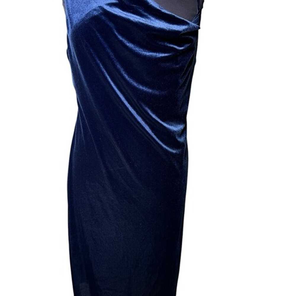 Asymmetrical One-Shoulder Velvet Midi Slip Dress … - image 3