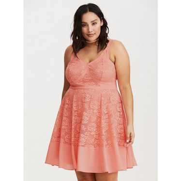 Torrid Insider Size 20 Coral Pink Strappy Lace Fit