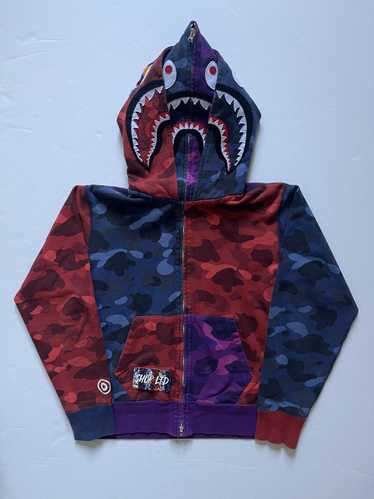 Bape A Bathing Ape Mutli Camo Double Shark Hoodie - image 1