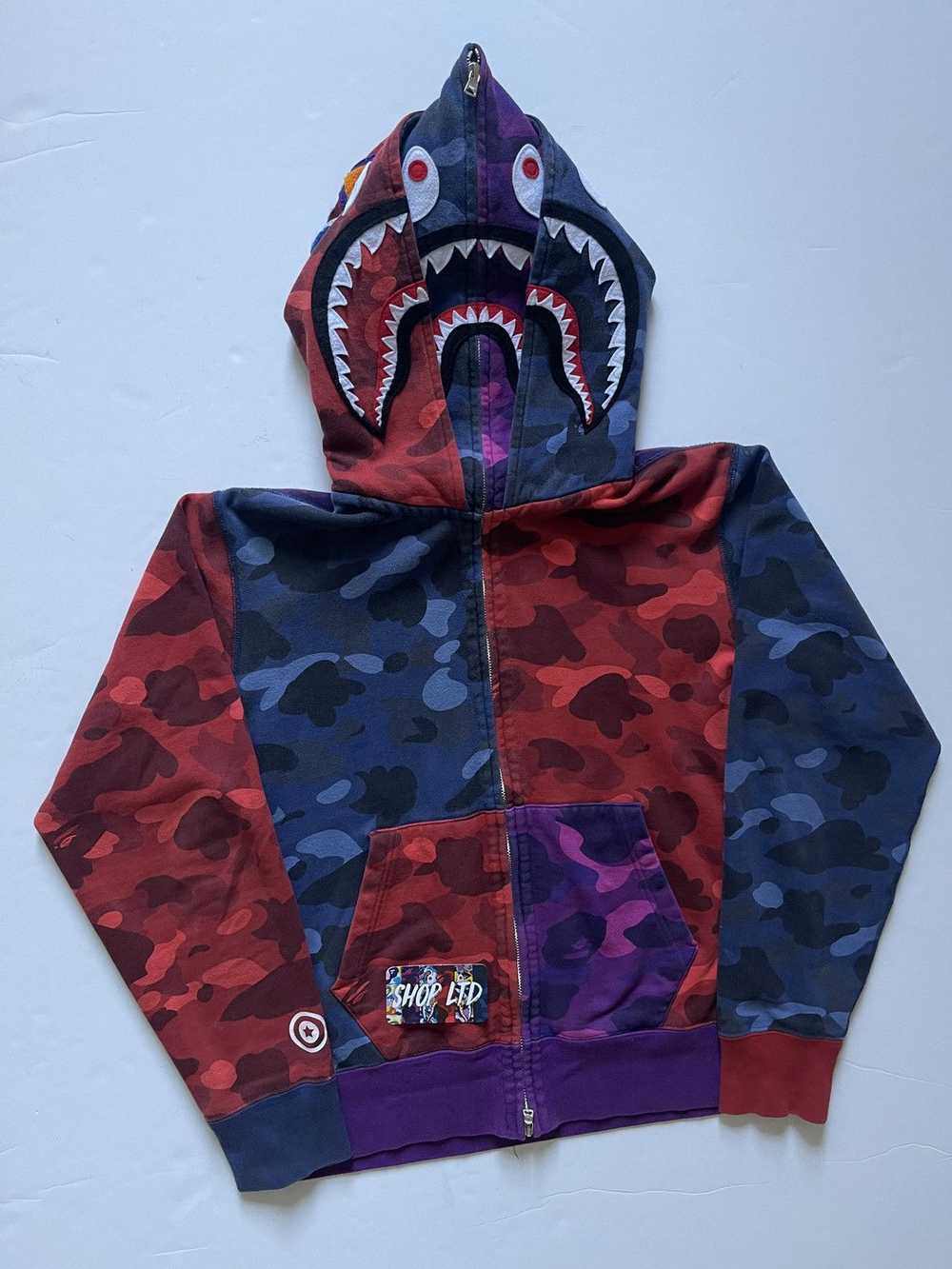 Bape A Bathing Ape Mutli Camo Double Shark Hoodie - image 2