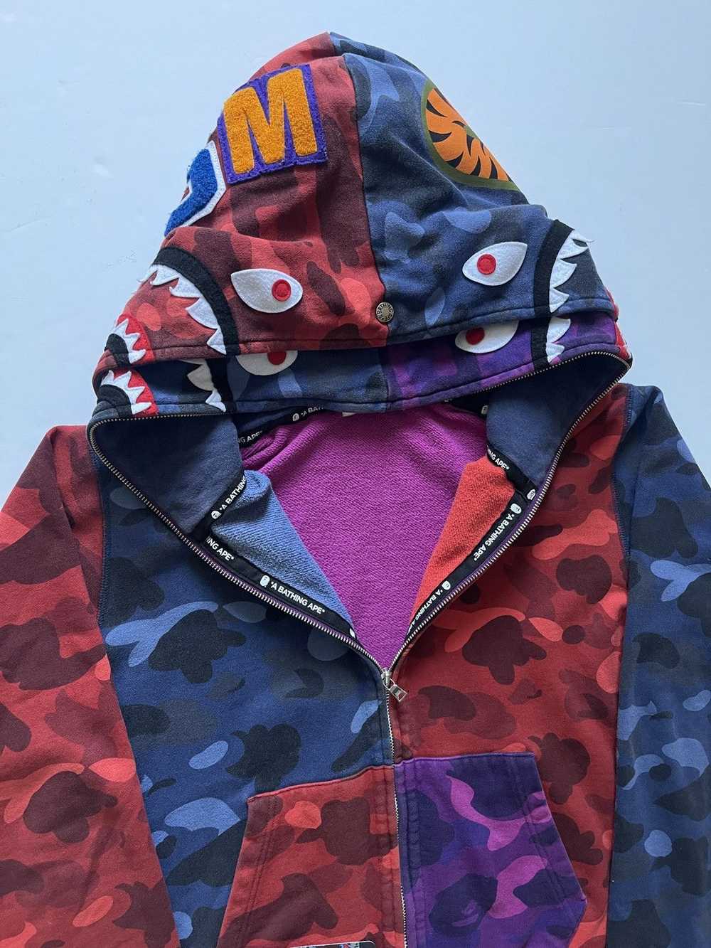 Bape A Bathing Ape Mutli Camo Double Shark Hoodie - image 3