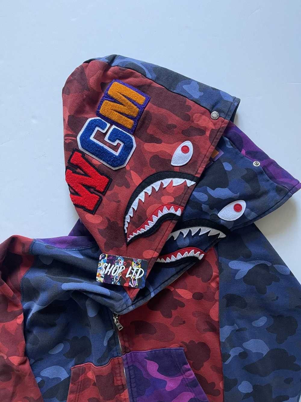 Bape A Bathing Ape Mutli Camo Double Shark Hoodie - image 4