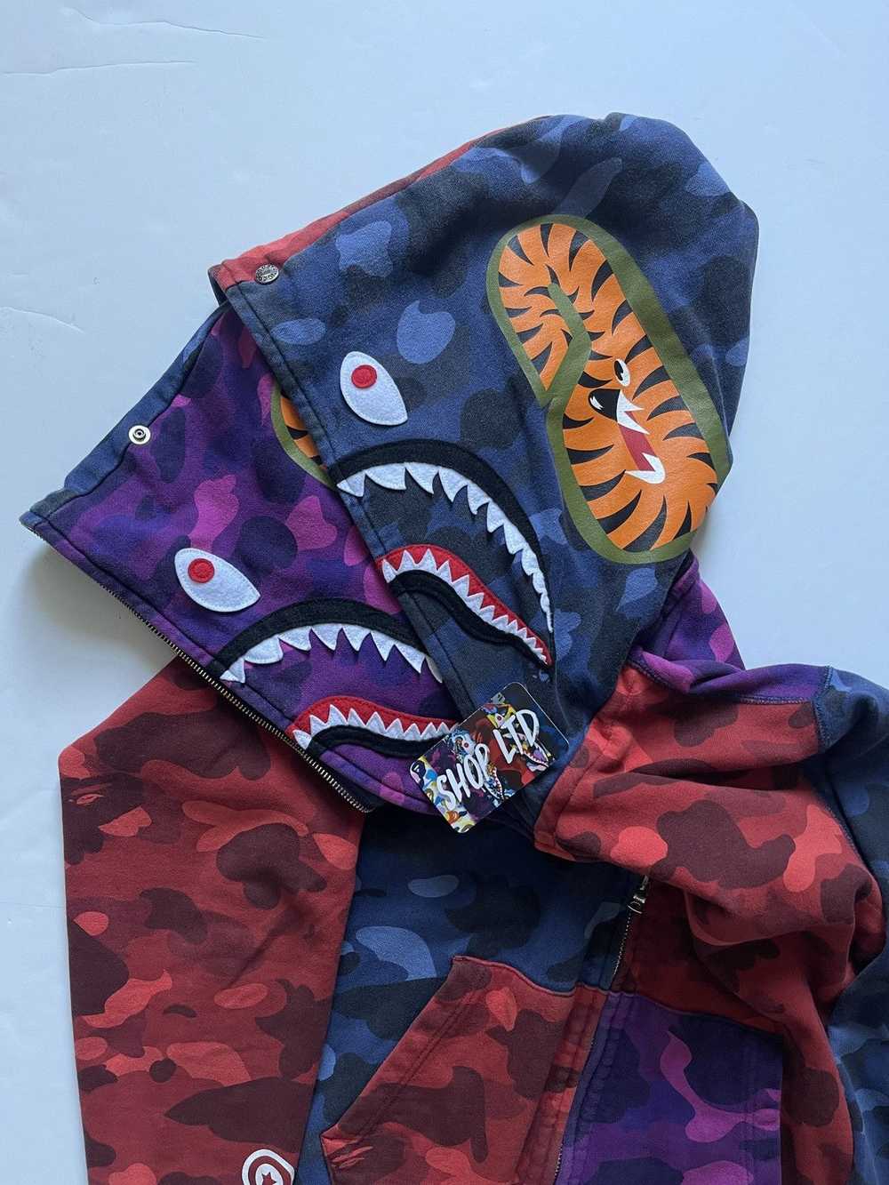 Bape A Bathing Ape Mutli Camo Double Shark Hoodie - image 5