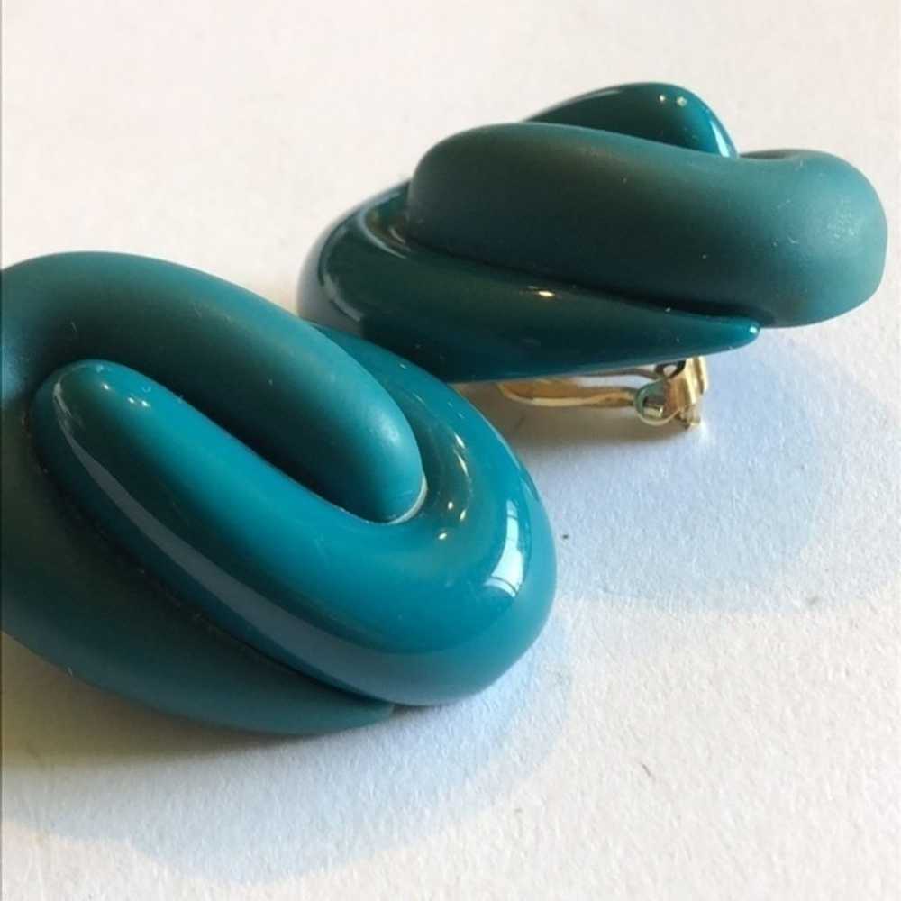 LCI Liz Claiborne Huge Vintage Teal Green Oval Cl… - image 5