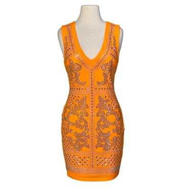 bebe Vibrant Orange V-Neck Embellished Sleeveless… - image 1