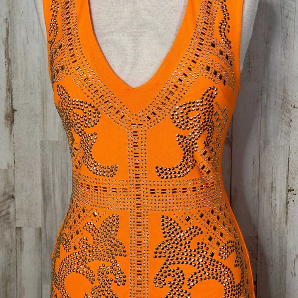 bebe Vibrant Orange V-Neck Embellished Sleeveless… - image 4