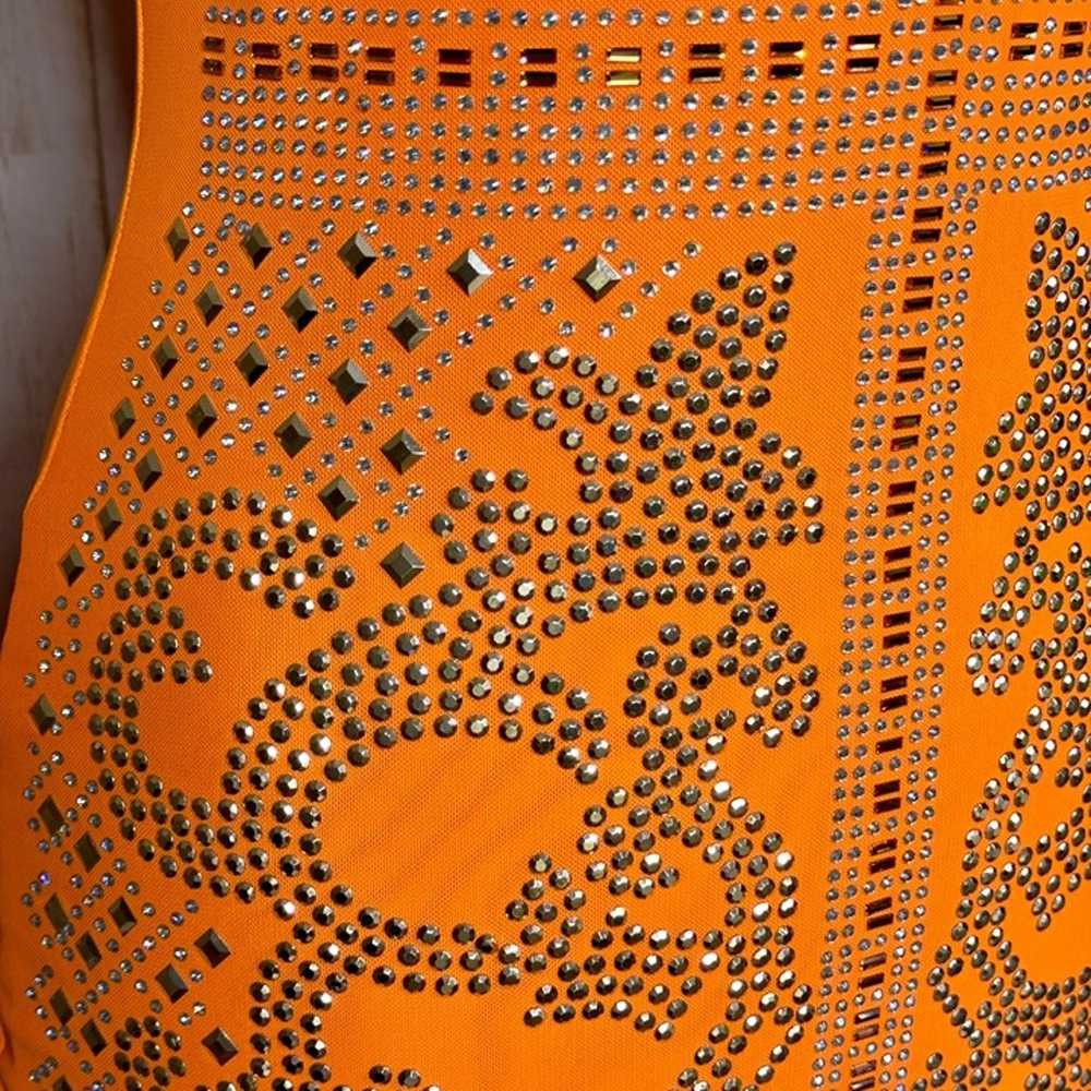 bebe Vibrant Orange V-Neck Embellished Sleeveless… - image 9