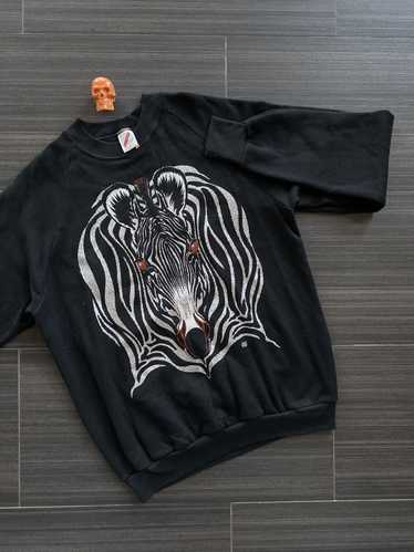 Jerzees × Vintage 80s zebra art sweatshirt L