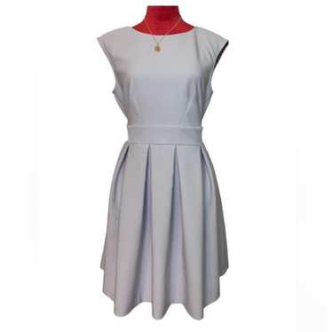 CLOSET LONDON GREY PLEATED TIE WAIST ZIPPER DRESS - image 1