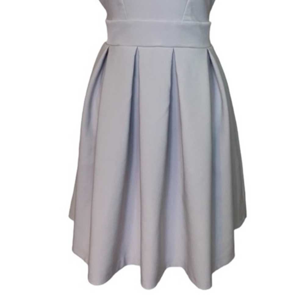 CLOSET LONDON GREY PLEATED TIE WAIST ZIPPER DRESS - image 3