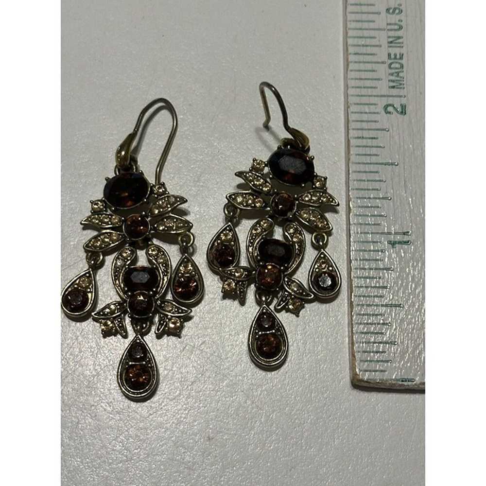 Vintage Monet Gold Tone Chandelier Earrings Cogna… - image 3