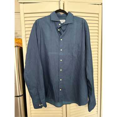 Eton Eton Mid Blue Shirt Cotton Button-Up, Sz XL, 