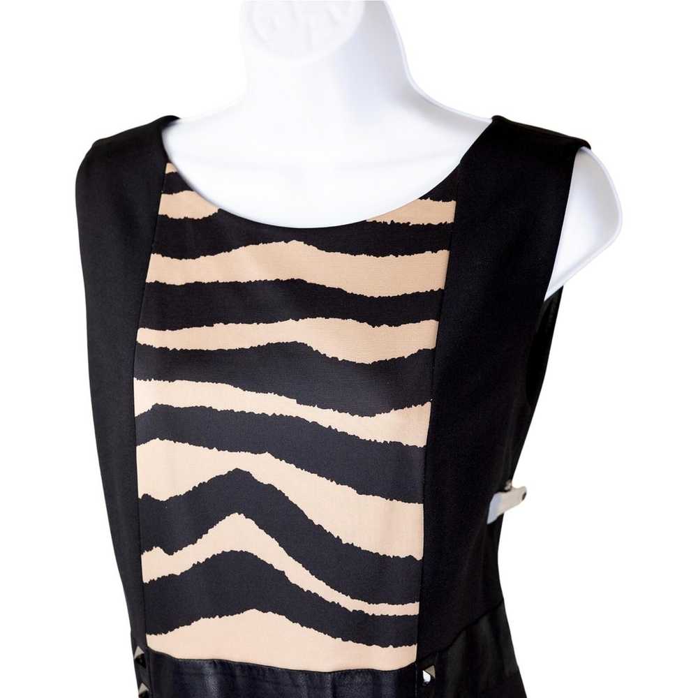 Tahari ASL Black Tan Animal Print Sheath Dress 12 - image 2