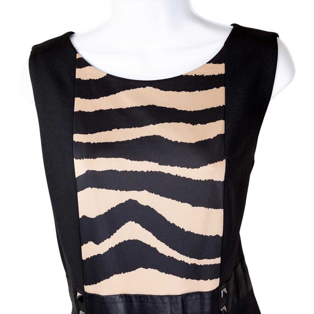 Tahari ASL Black Tan Animal Print Sheath Dress 12 - image 3