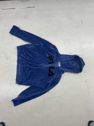 Fila FILA Blue Velour Zip-Up Hoodie - Cozy & Styli