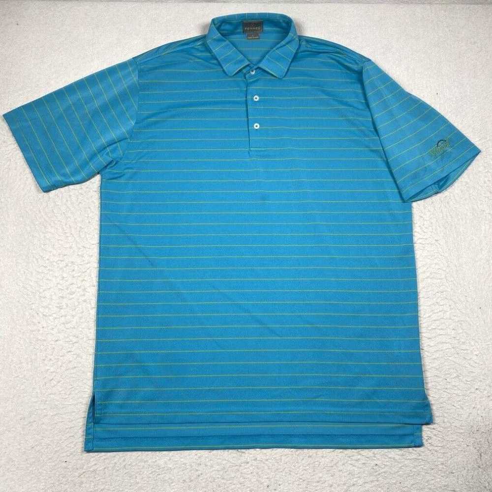 Vintage Fennec Polo Shirt Mens Large Blue Striped… - image 1