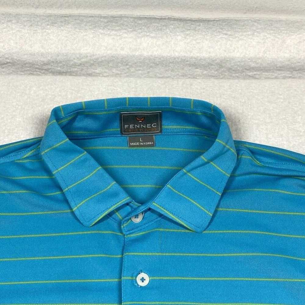 Vintage Fennec Polo Shirt Mens Large Blue Striped… - image 3