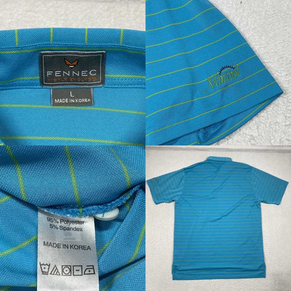 Vintage Fennec Polo Shirt Mens Large Blue Striped… - image 4