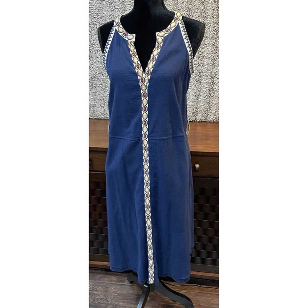 Tory Burch Size 8 Blue Savannah Dress Embroidered… - image 1