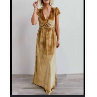 Baltic Born Liza Gold Velvet Maxi Dress S - image 1