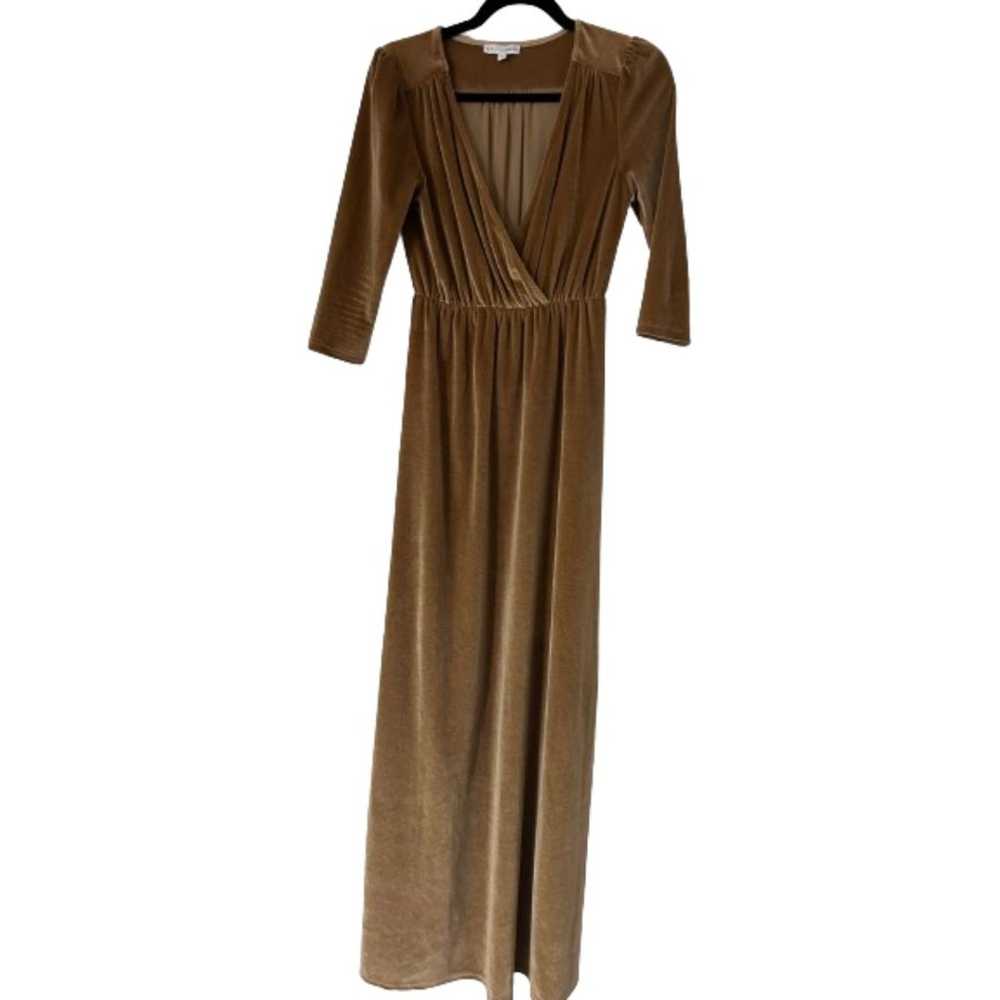 Baltic Born Liza Gold Velvet Maxi Dress S - image 4